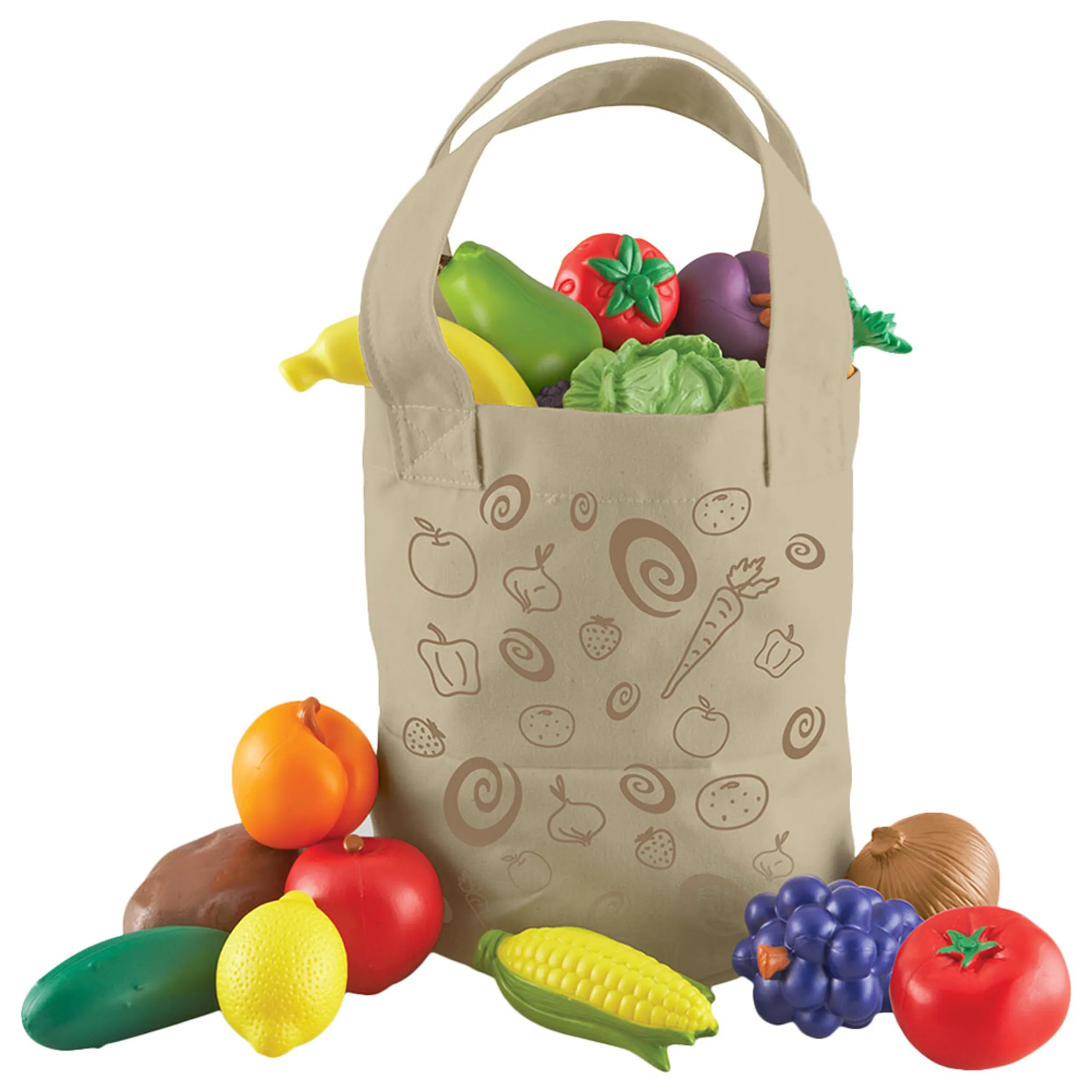 Learning Resources Fresh Picked Fruit & Veggie Tote - Suitable for 18 months and above 17 pieces