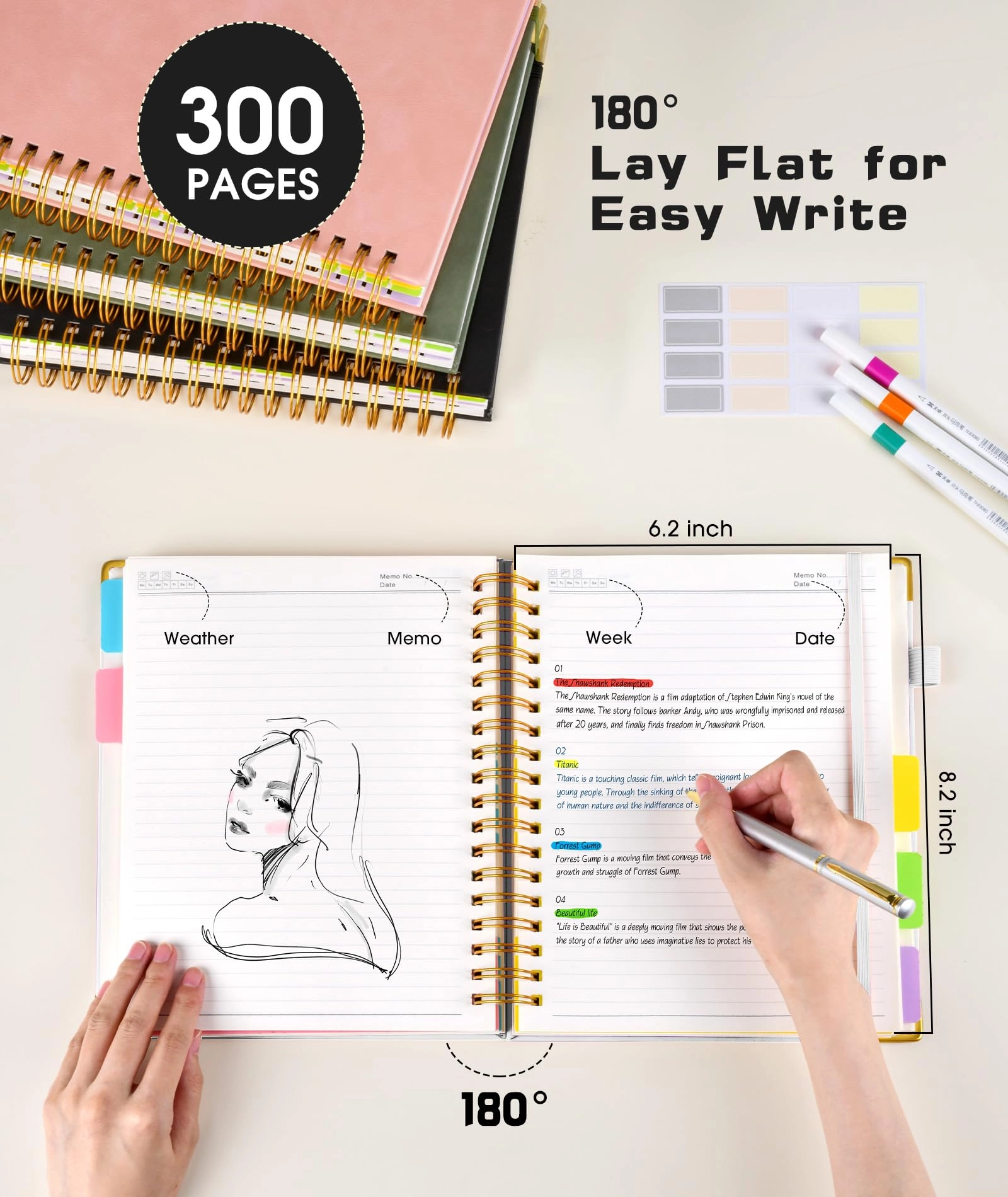 Hardcover Spiral Notebook A5 Spiral - Lined 300 Pages