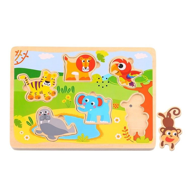 Wooden Animals Sound Puzzle - 18 months+ 7 pieces