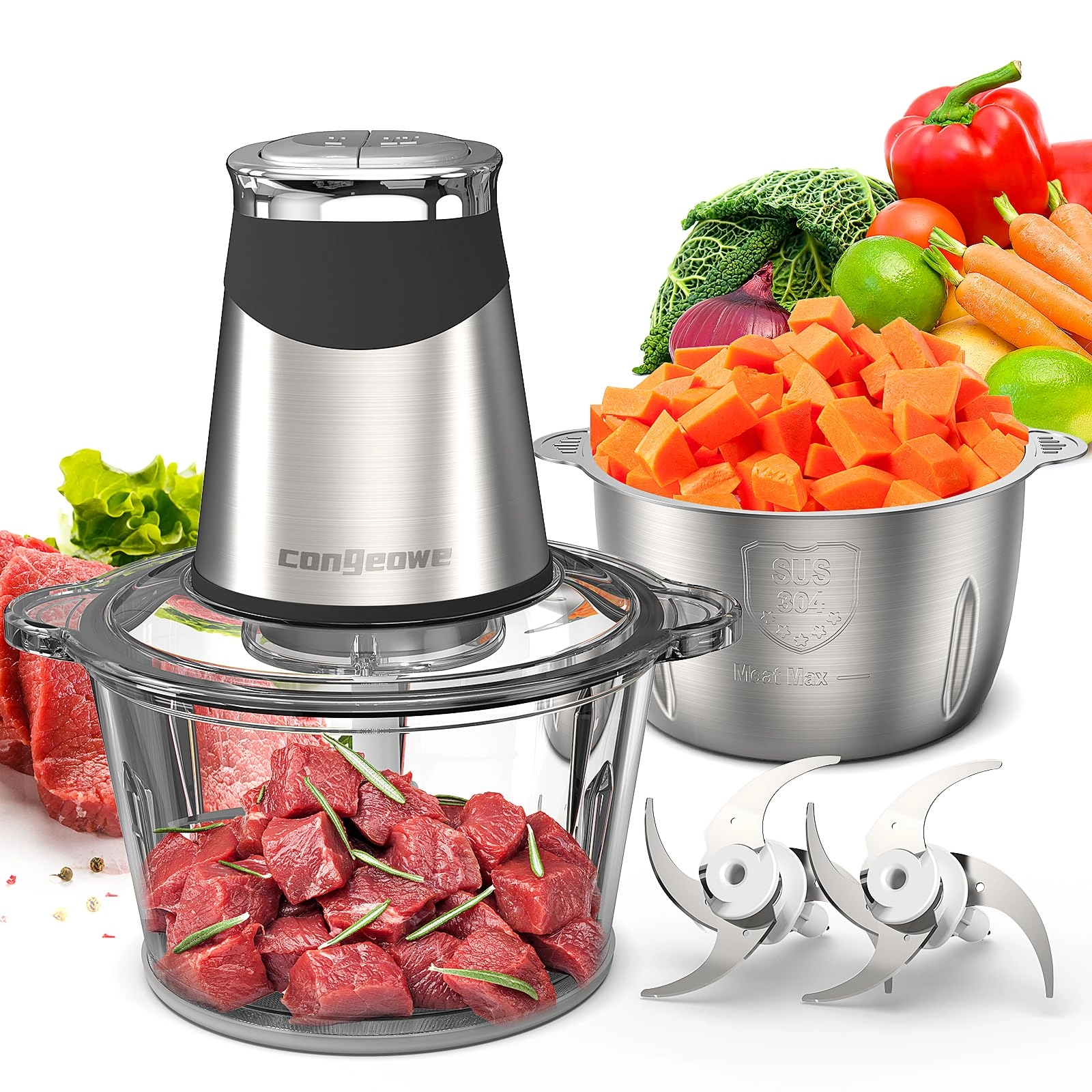 congeowe Electric Food Chopper - 1.8L 220 Volts (AC)