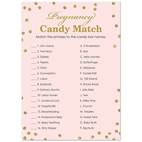 MyExpression.com Sweet Pregnancy Candy Match Baby Shower Game - 24 Count