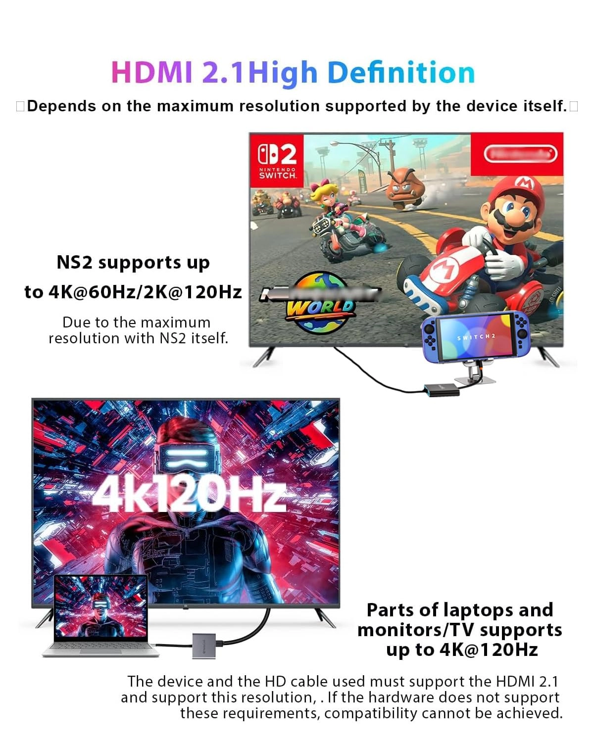 Switch 2 Dock Station - USB C NS2&1 Steam Deck Rog Ally Mobile Phone MacBook Laptops