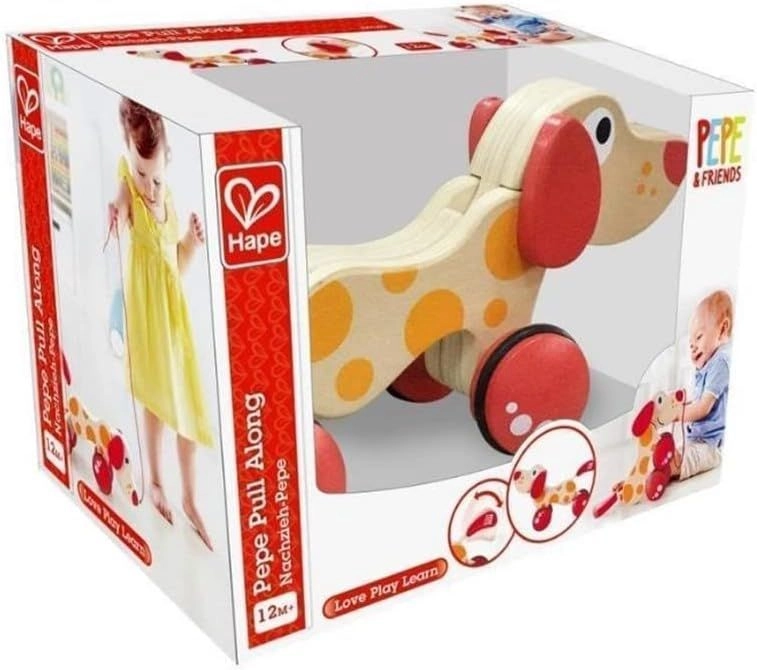 Walk A Long Puppy - Wooden Pull Toy Red