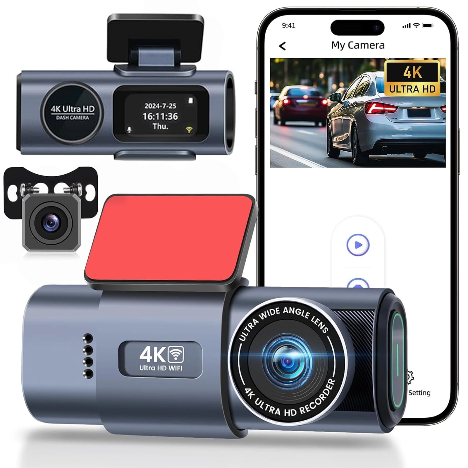 NHOPEEW Dual Dash Cam - 4K