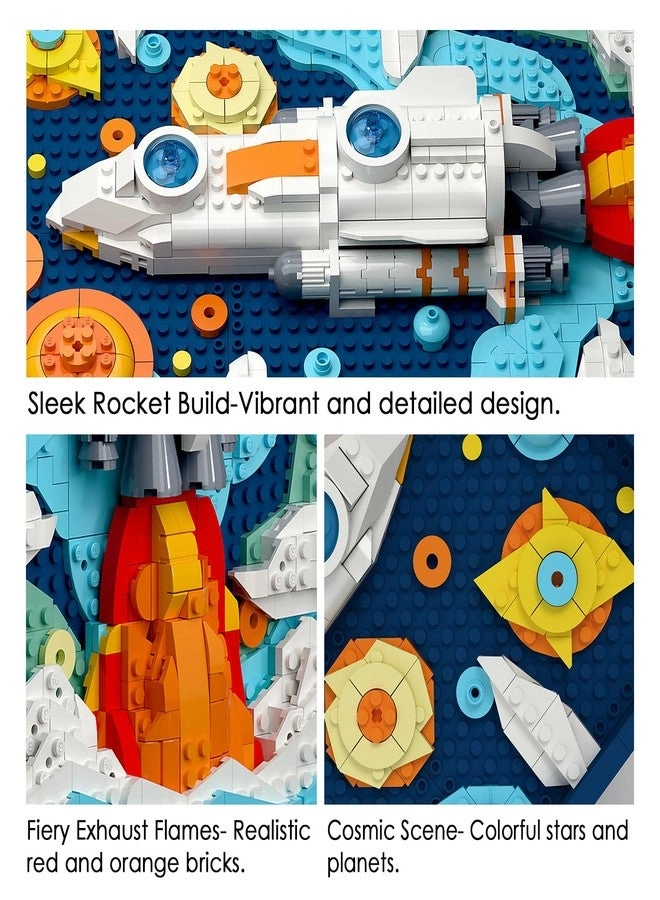 Micro Brick Rocket - DIY Space Rocket Model 3D Wall Art