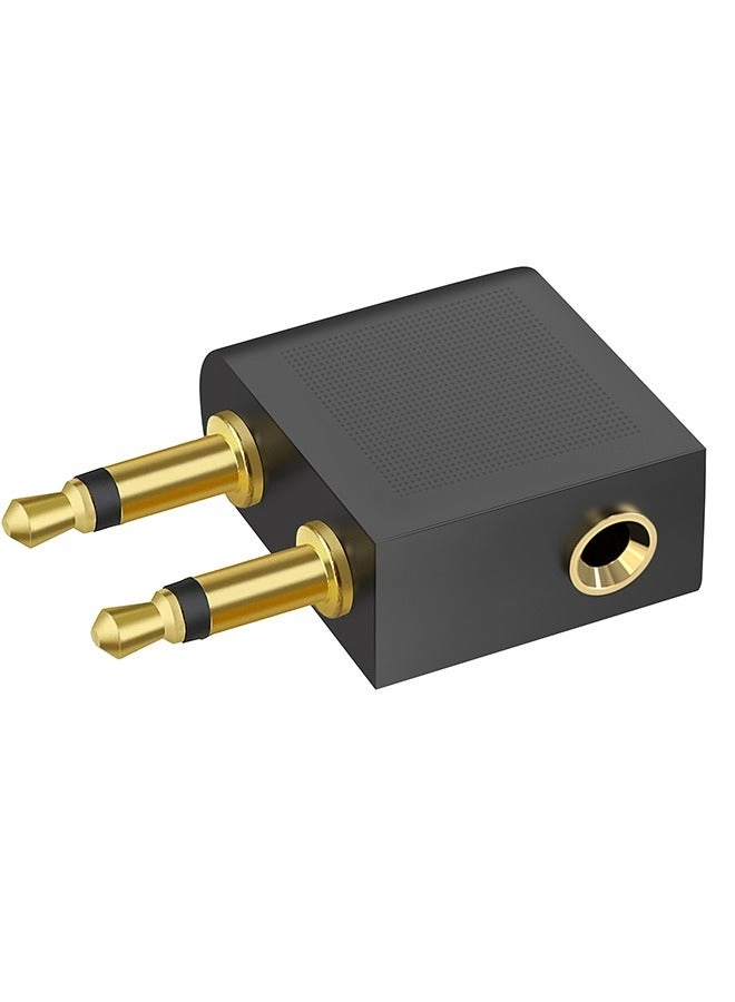 Airline Headphone Audio Jack Adapter - 3.5mm Stereo Dual-prong Pack