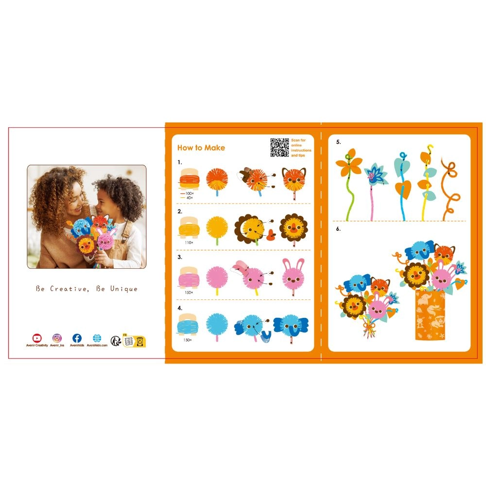 Pom Pom Animal Themed Bouquet Craft Kit