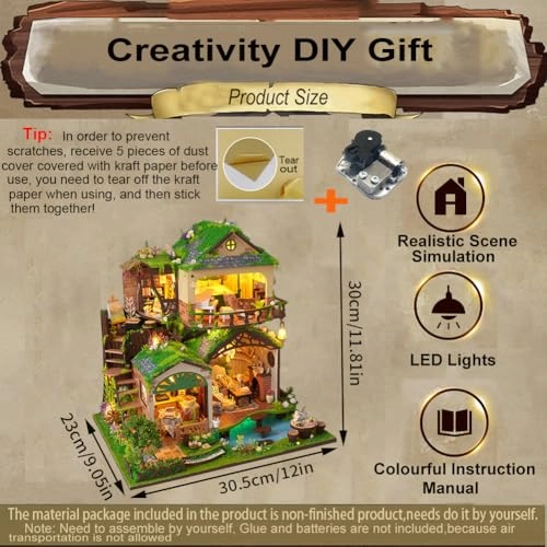 Miniature Wooden Dollhouse Furniture Kit - Creative Room 1:24