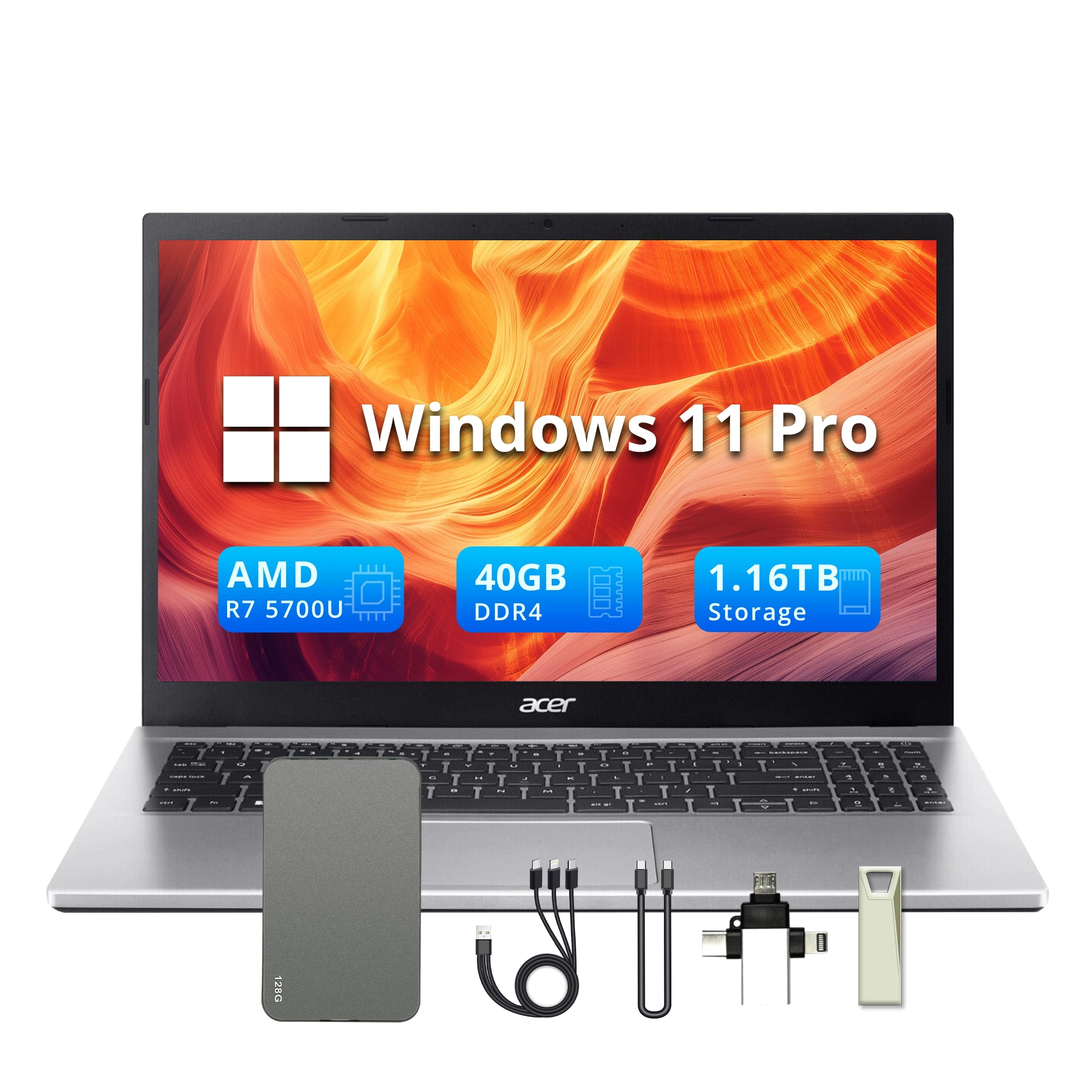 Aspire 3 - 15.6'' Ryzen 7 5700U 40GB DDR4 1TB SSD