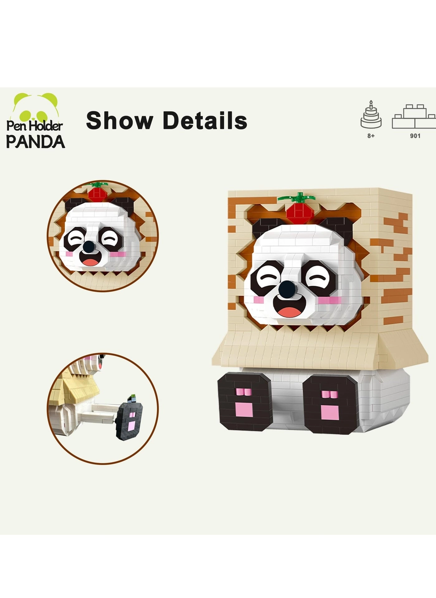 3D Panda Animal Building Set - Panda 901 pcs