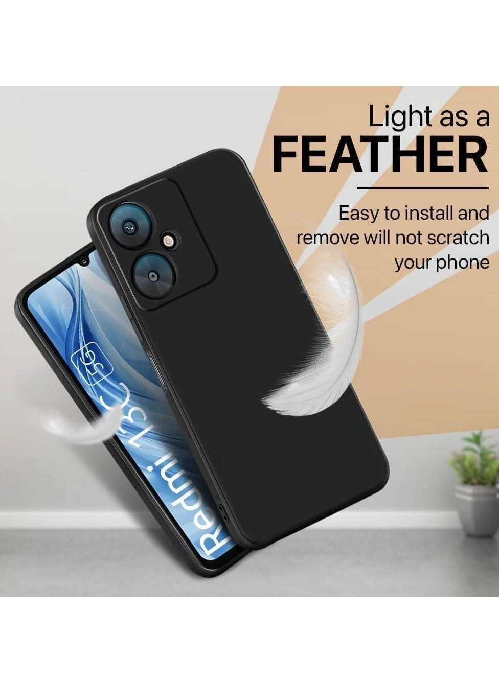 Slim Ultra Soft Rubberised Back Cover for Xiaomi Redmi 13C 5G, Poco M6 5G