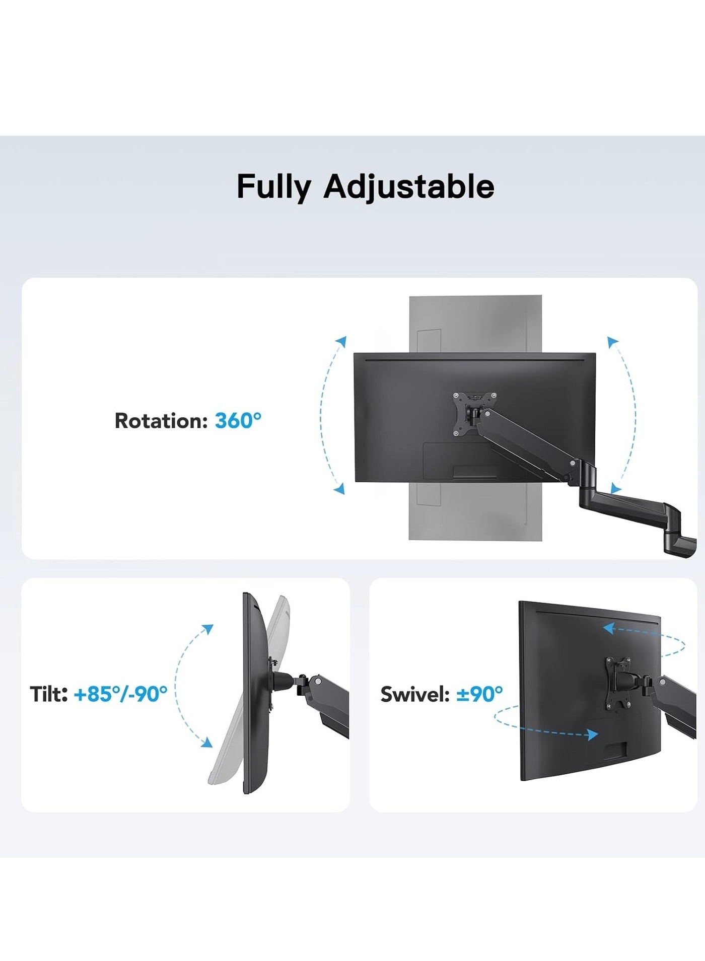 Triple Monitor Desk Mount - 3 32 Inches 75x75mm 100x100mm
