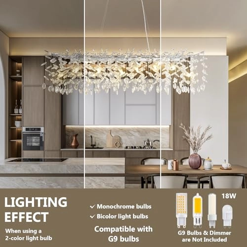 Modern Crystal Chandelier - 3000 Kelvin Dimmable