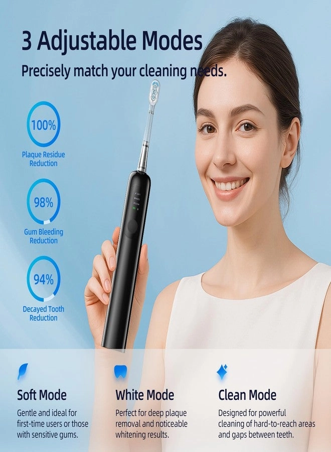 Oscillating Sonic Electric Toothbrush - 60° 3 Brush Heads IPX7