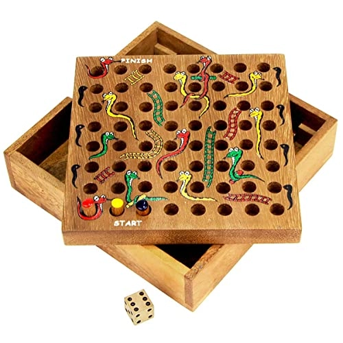 Snakes and Ladders - Wooden Travel Version