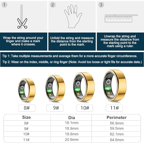 Smart Ring - 18.1mm Gold IP68 Waterproof