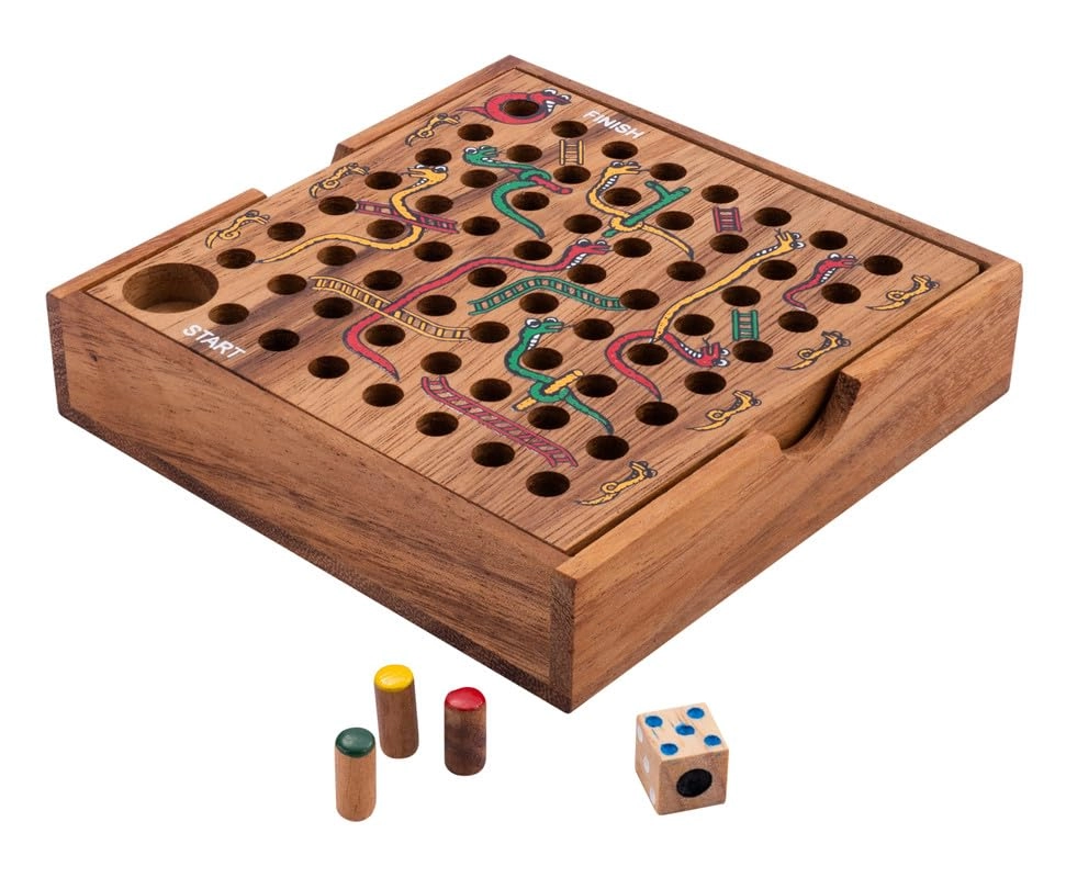Snake and Ladder Game - Wooden Box Travel Game