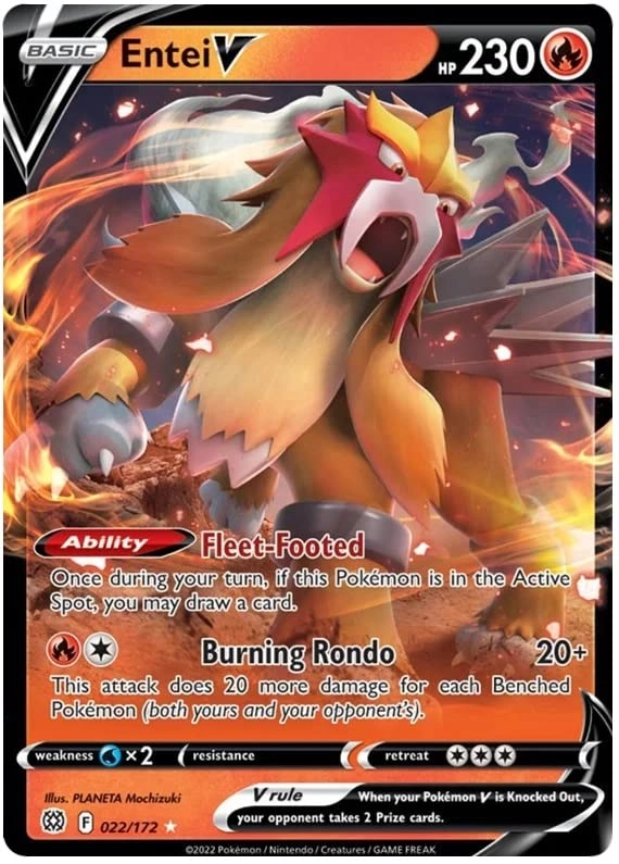 Pokemon USA, Inc. Entei V - 022/172 Ultra Rare Sword & Shield: Brilliant Stars