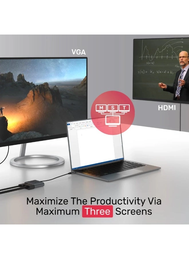USB-C To HDMI And VGA Adapter - USB-C 4K@30Hz