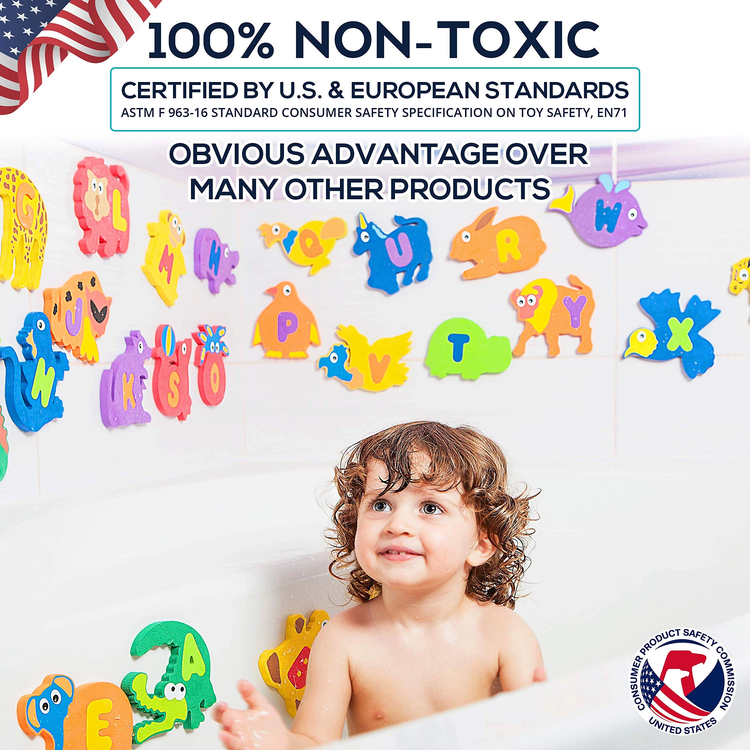 Bath Foam Alphabet Letters - Set of 52 Pcs Toy Organizer Non-Toxic