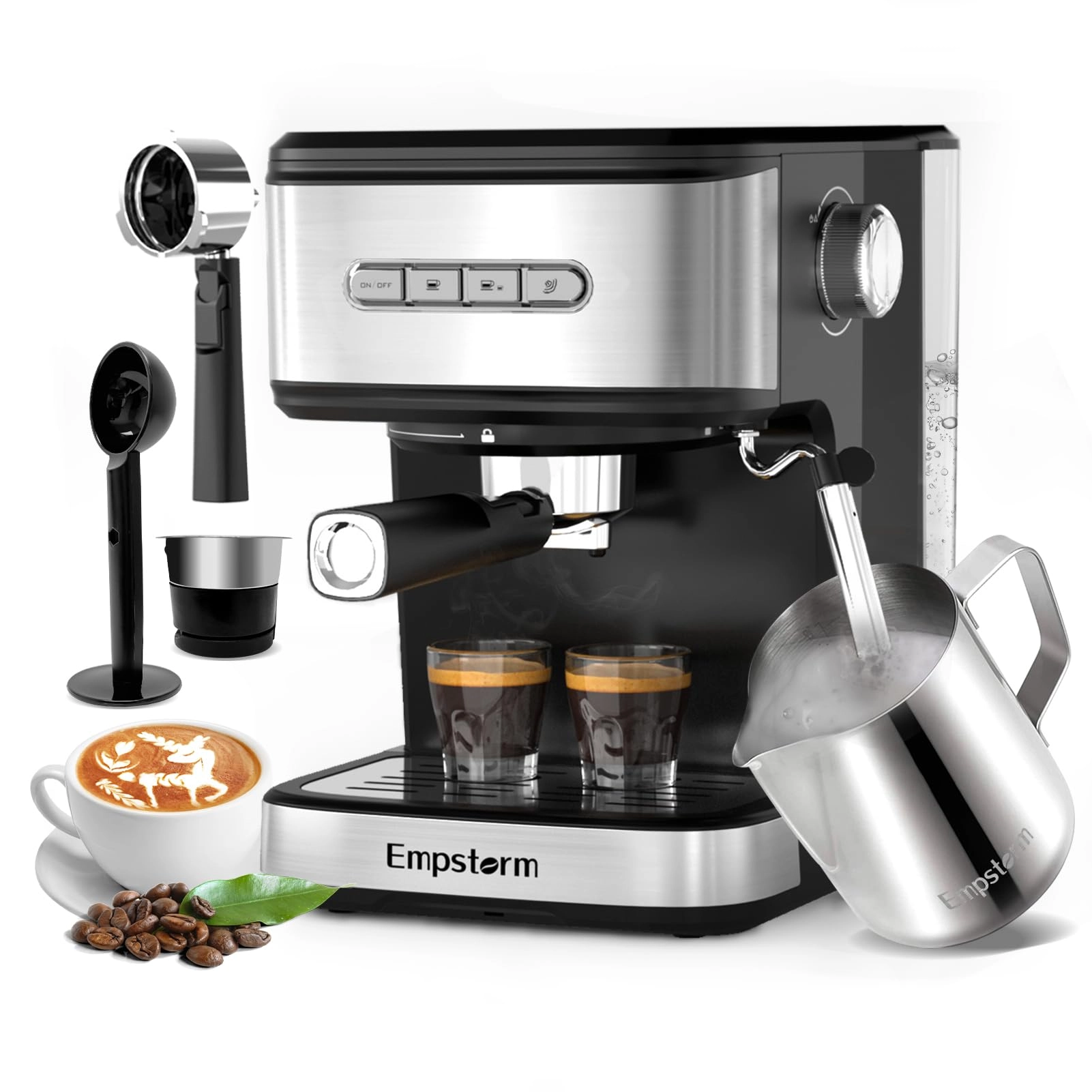 Empstorm Espresso Machine - 20 Bar Milk Frother Steam Wand