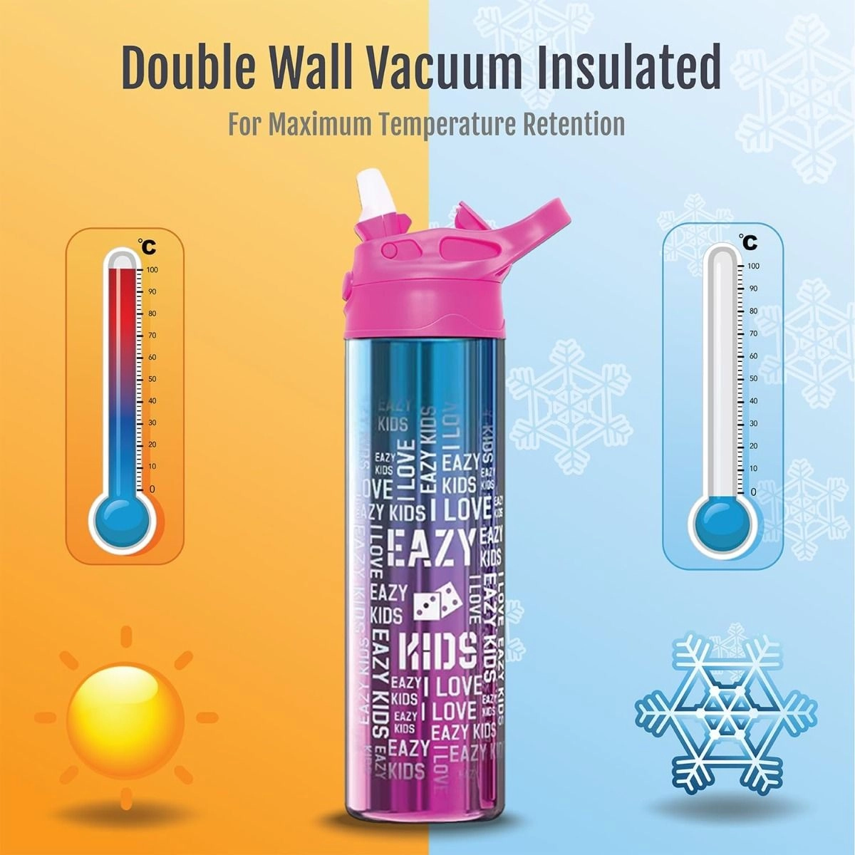 3 Compartment Bento Lunch Box - 1750ml + Stainless Steel Water Bottle - 530ml