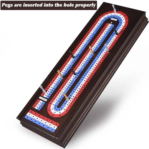 Cribbage Board - Magnetic 3-Track Scoreboard 9 Metal Pegs