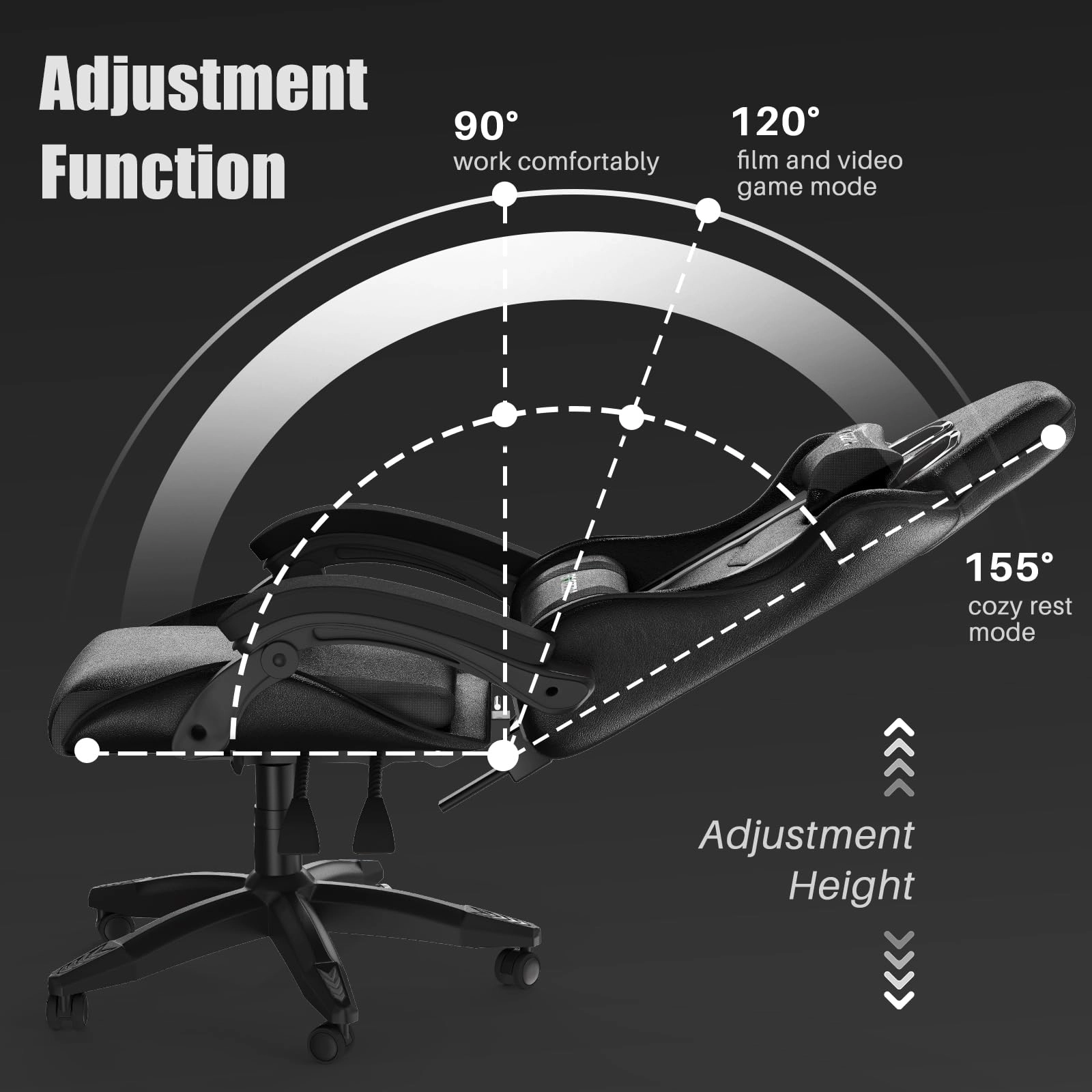 Gaming Chair - Ergonomic Height Adjustable Without Footrest