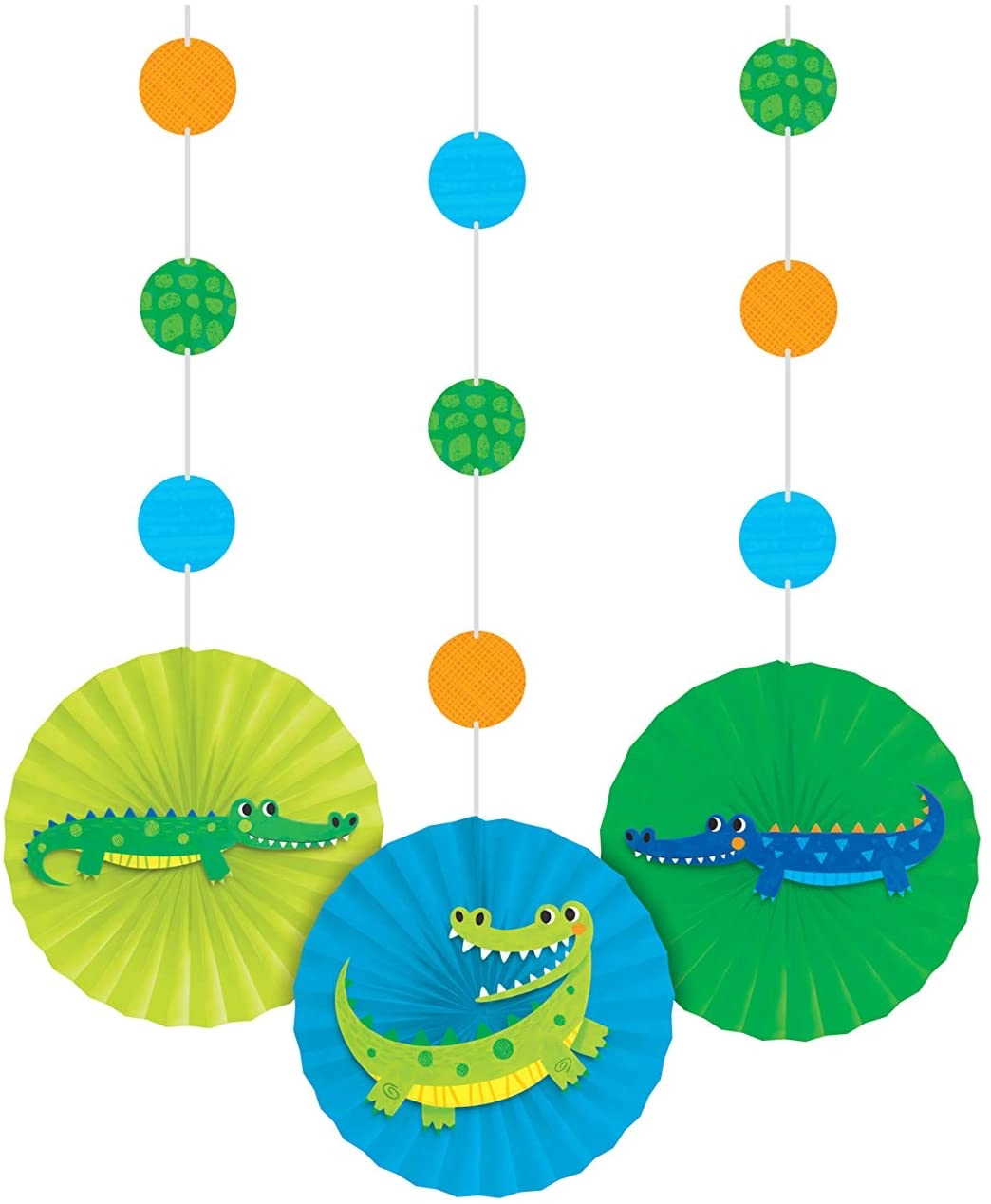 Party Zone Alligator Hanging Paper Fan - 3-Pieces Birthday Party