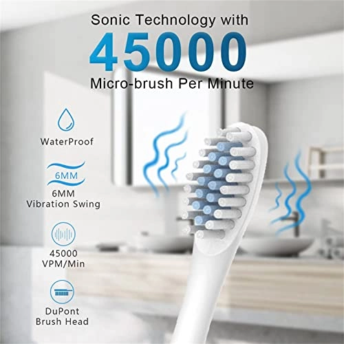 Sonic Electric Toothbrush - Rechargeable 8 Brush Heads 6 Cleaning Modes