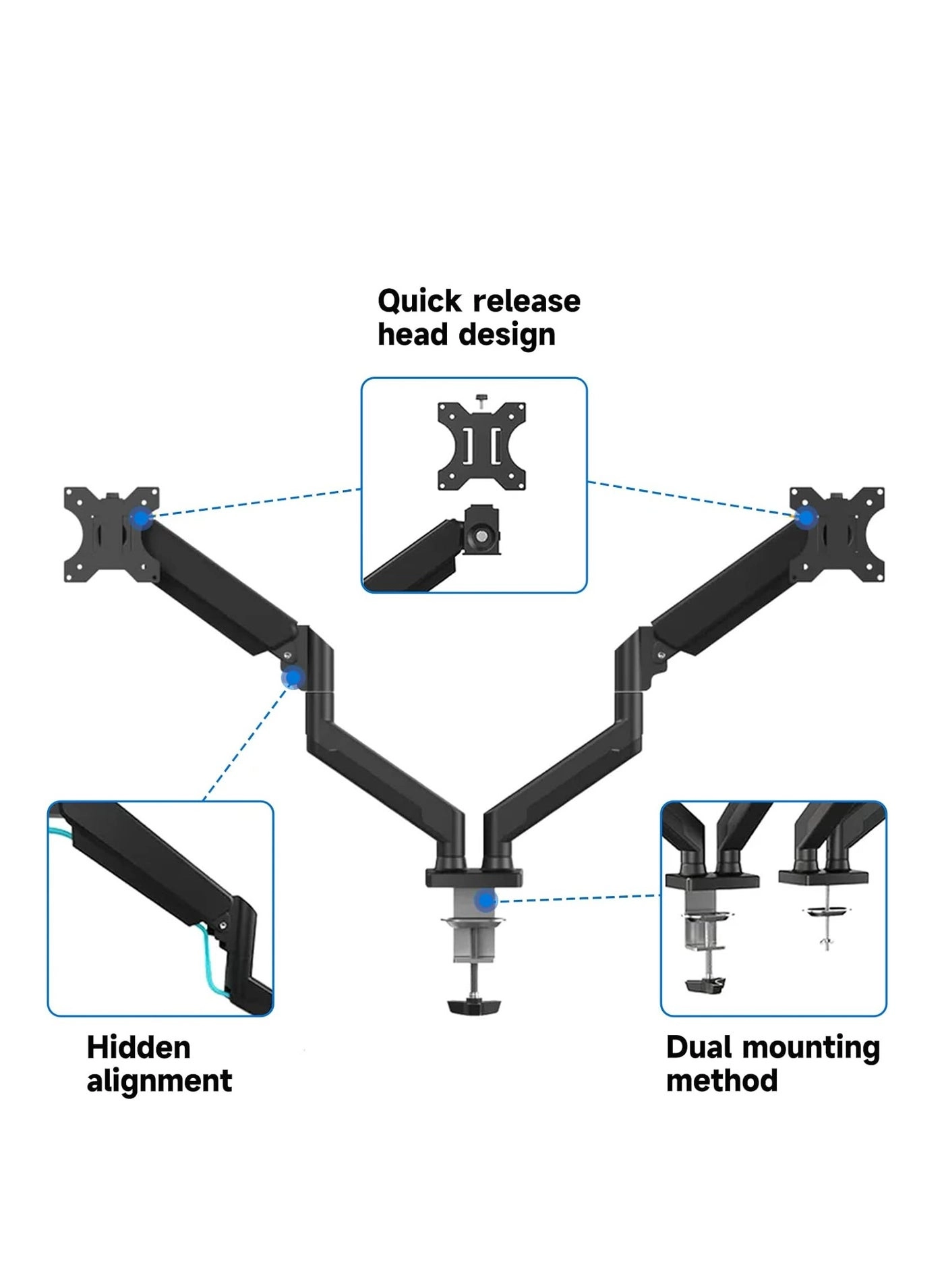 Dual Monitor Stand - 32 Inches 75x75/100x100mm