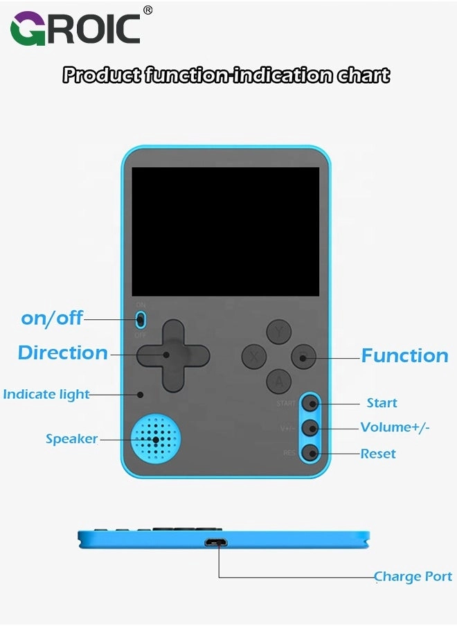 Handheld Gaming Console - 500 games 2.5 Inch Screen blue