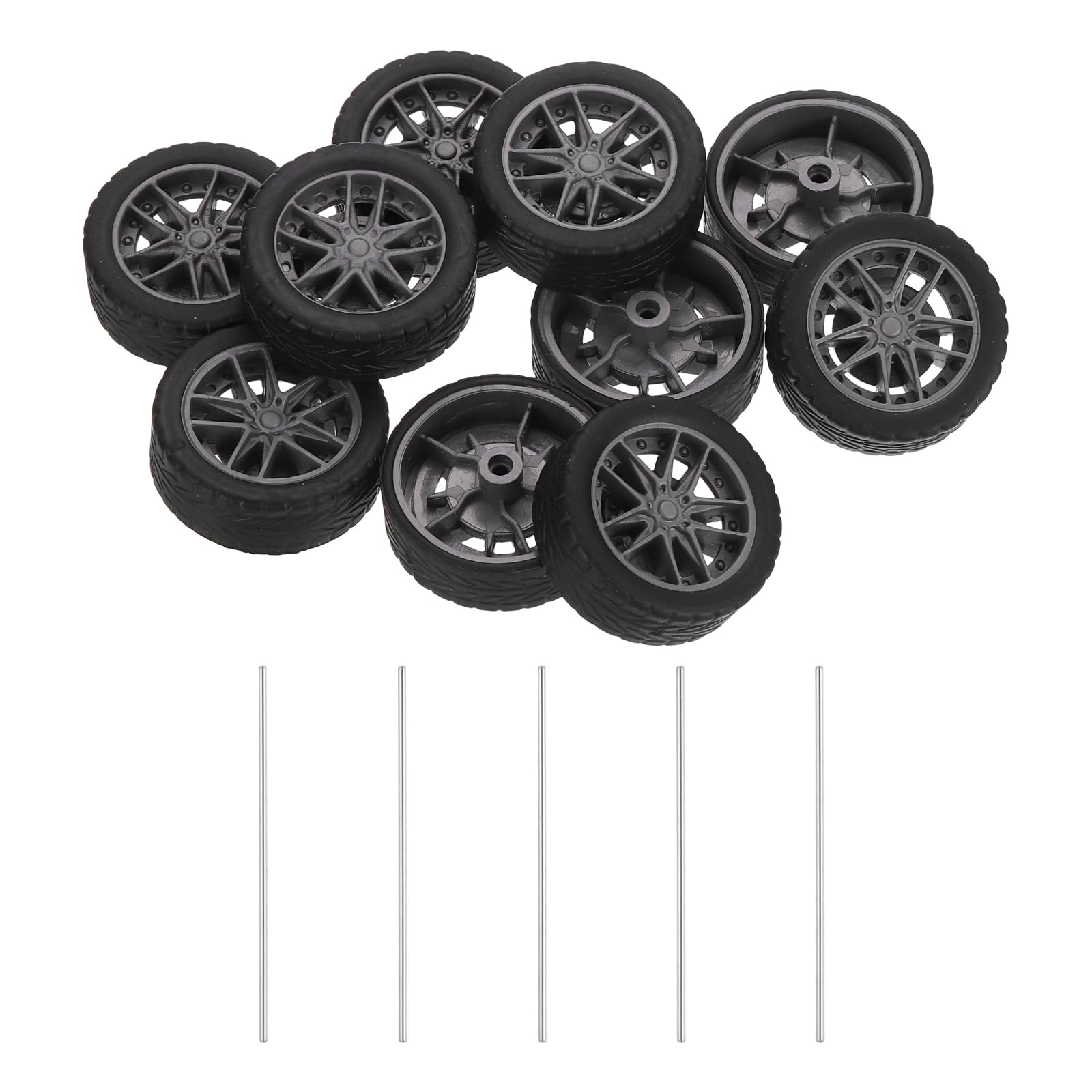 SourcingMap Toy Car Wheels - 10pcs 30mmx10mm 2mmx100mm Shaft