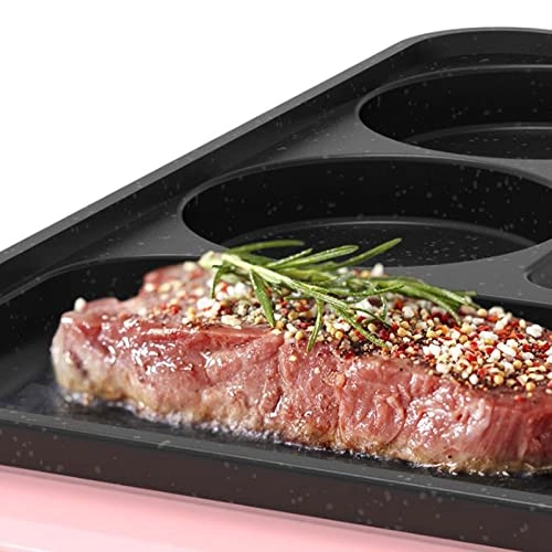 Electric Frying Pan - Pink 1000W Divided