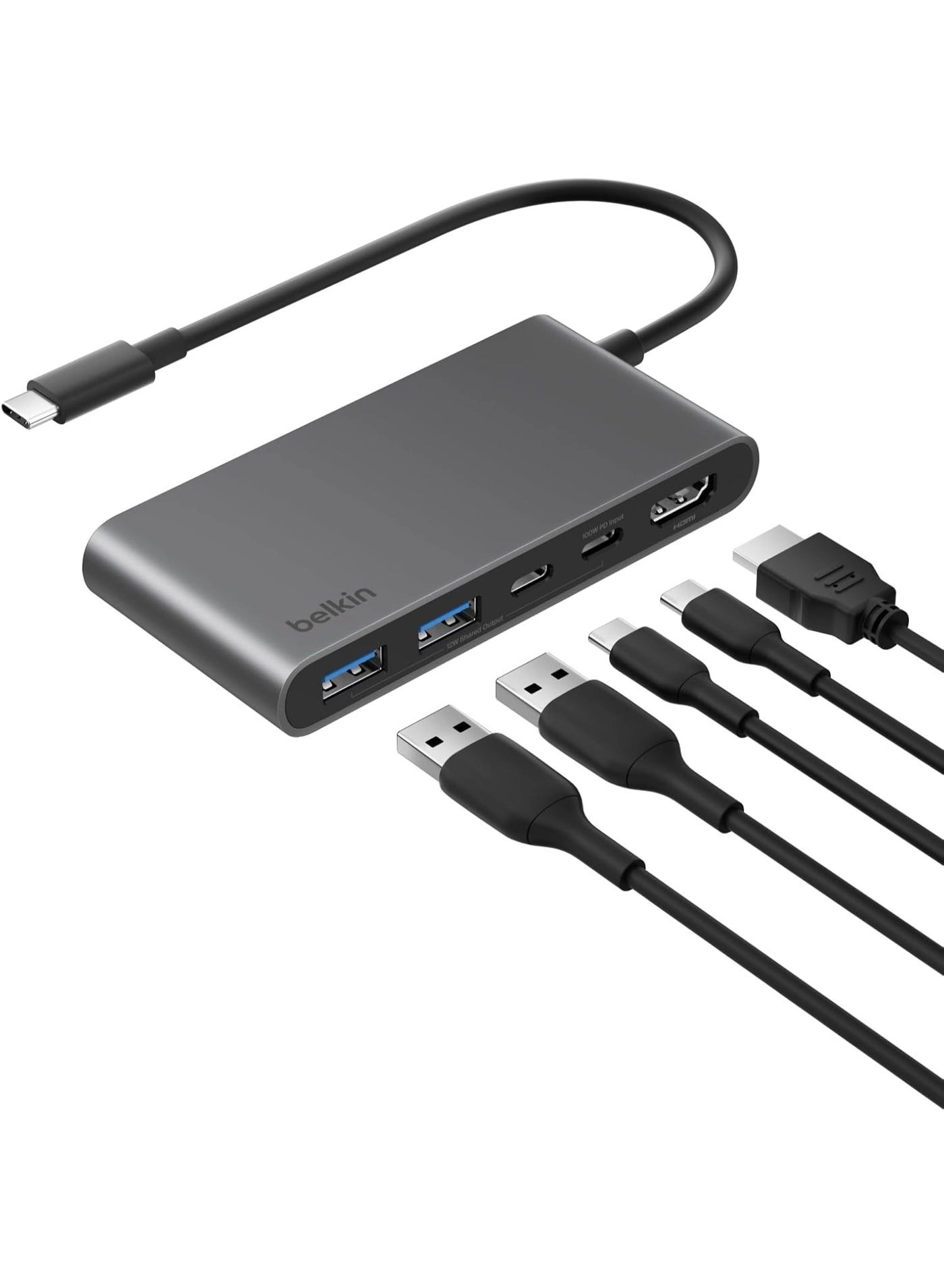 5-In-1 USB-C Multiport Hub Adapter - 4K 60Hz 100W PD