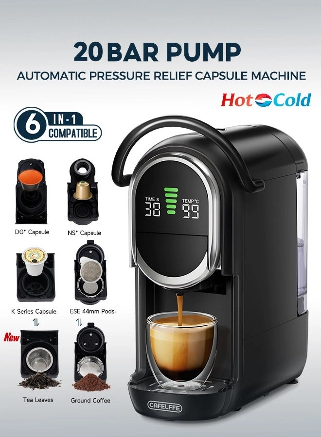 4-in-1 Automatic Capsule Coffee Machine - Adjustable Temperature 19 Bar