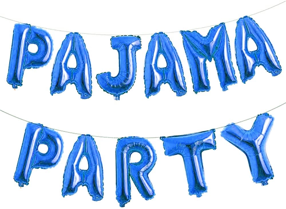 Pajama Party Letter Banner Foil Balloons - 11-Pieces Pajama Party
