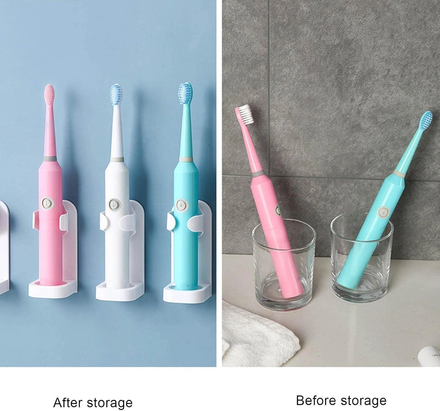 Toothbrush Wall Holder - Wall Mounted 2 Pcs