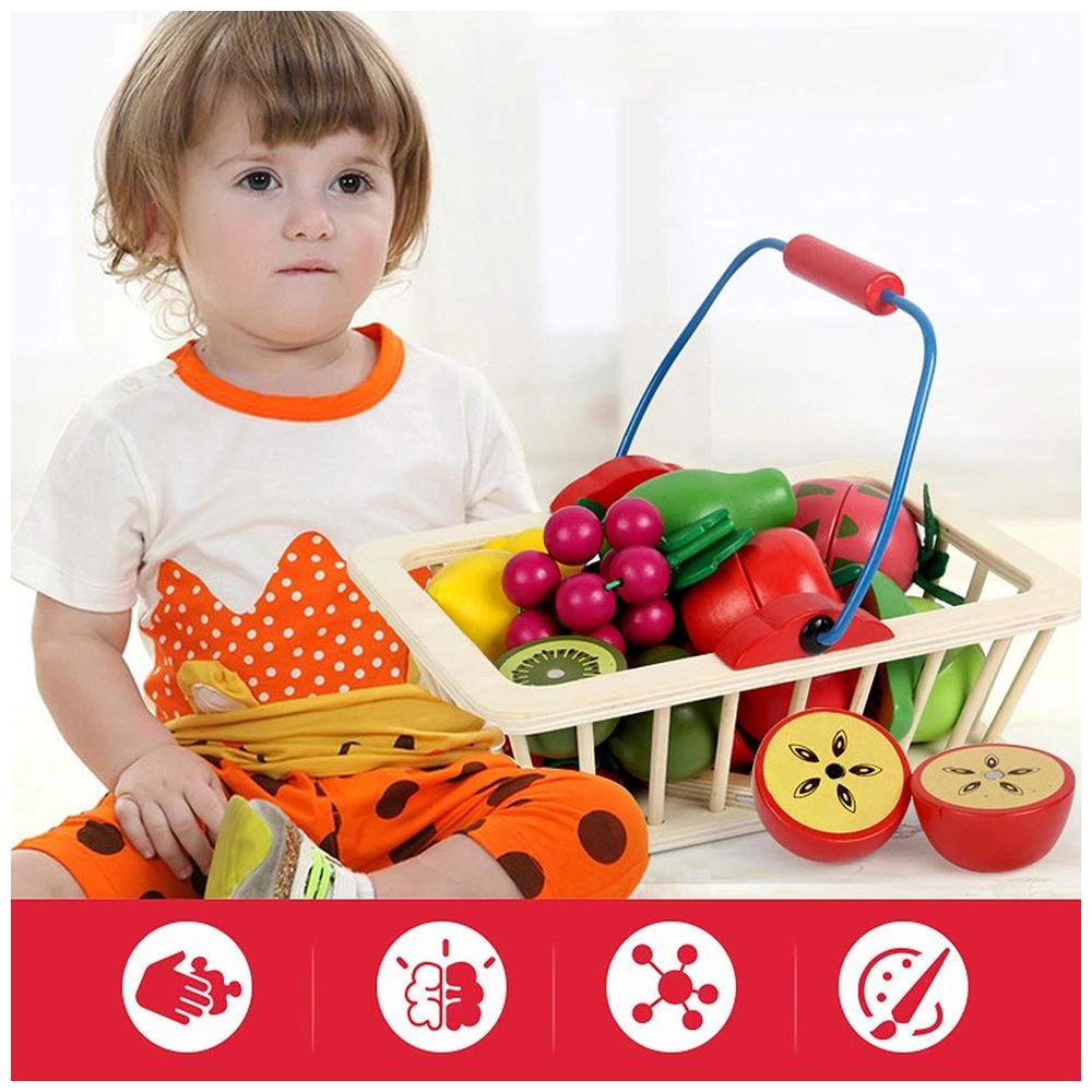 Kid's Fruits & Vegetables In Basket Toy Set - 3+ 28 pieces