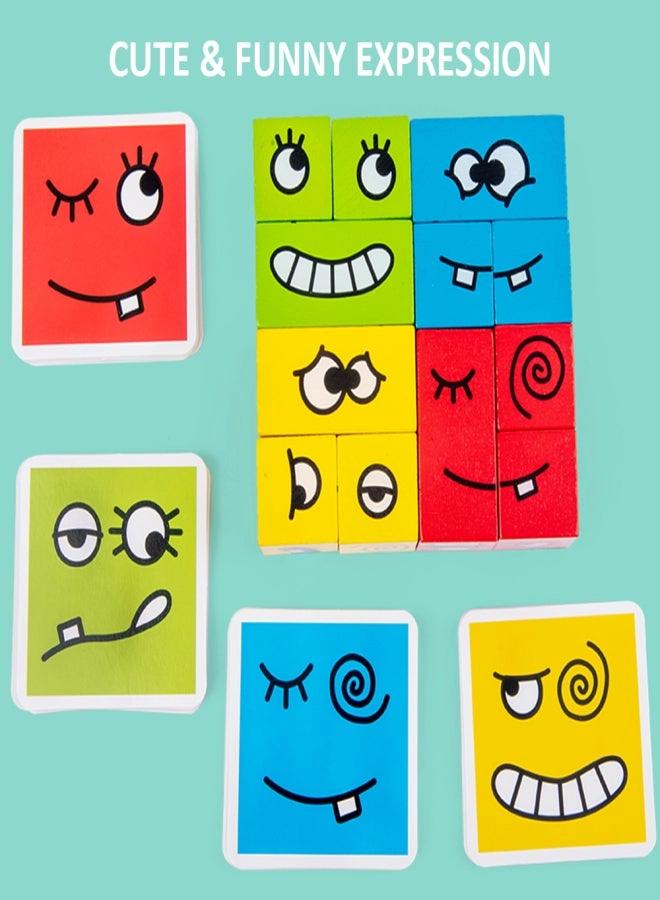 Face Changing Expressions Wooden Block Puzzles - 3+ Years 16 pieces
