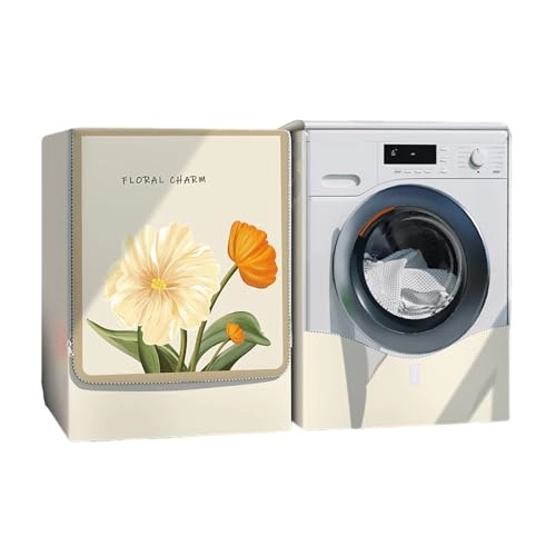 Washing Machine Cover - XXL (10-12kg) Beige Flower Waterproof