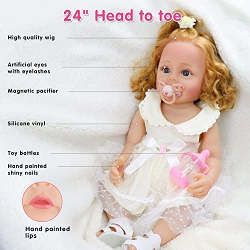 Reborn Baby Doll - 22 Inch Silicone Blonde Ages 3+ Gift Set