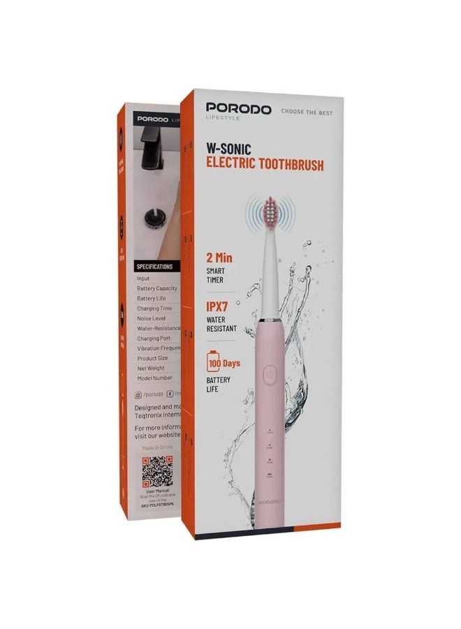 W-Sonic Electric Toothbrush - 100 Days Battery Life IPX7 19000 Stroke/Minute