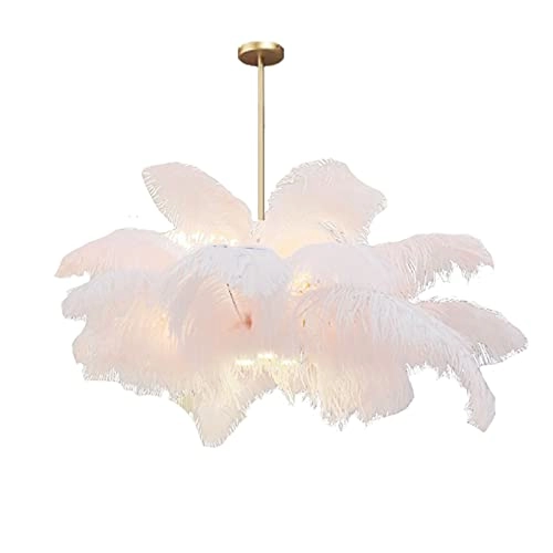 Feather Chandelier - E14+LED Pink 100*65cm