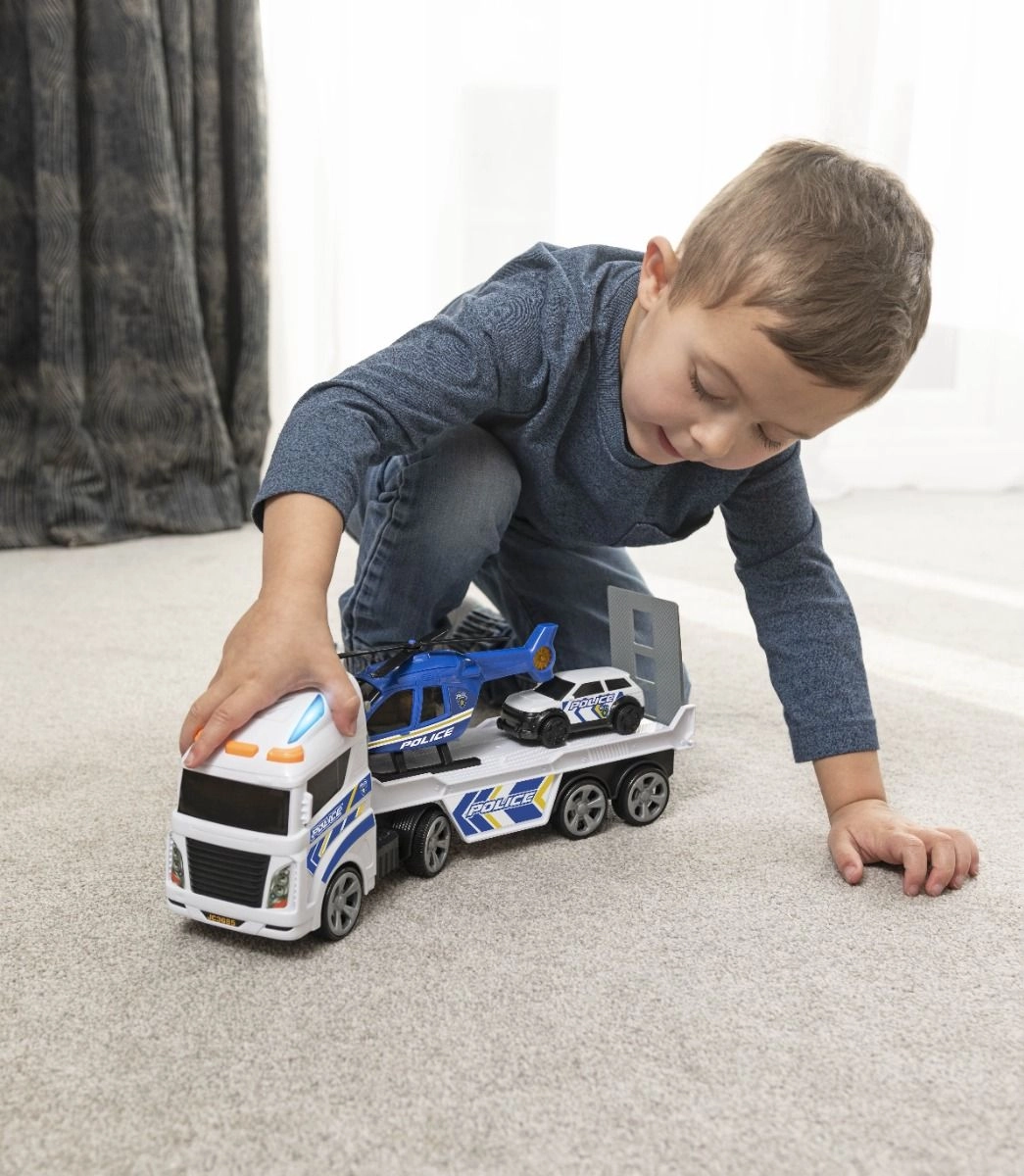 Mighty Machines Light And Sound Police Helicopter Transporter - 3pcs