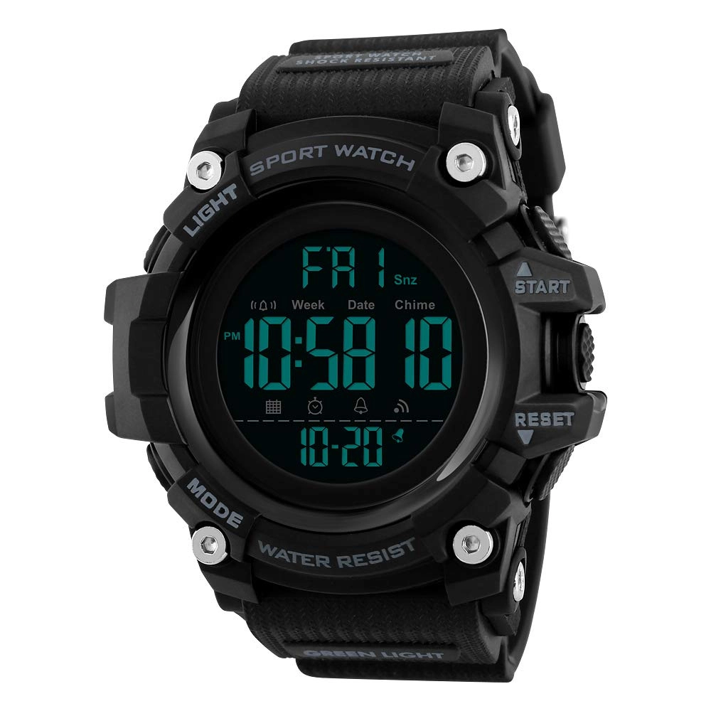 Multifunctional Waterproof Watches Outdoor Sports Digital Military LED Double Time 54mm Plastic