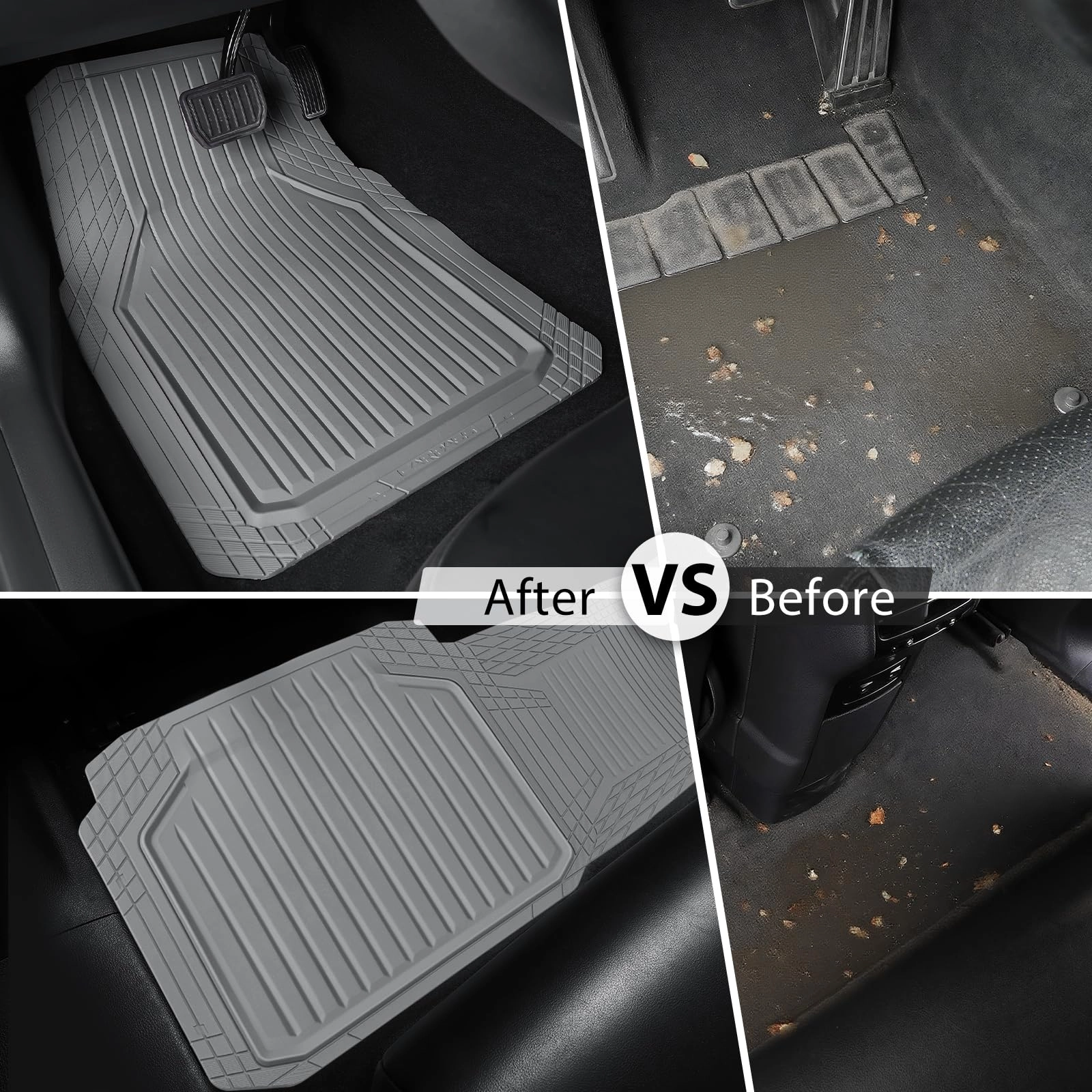 Heavy Duty Rubber Floor Mats - Universal Fit 3pcs Black Purple