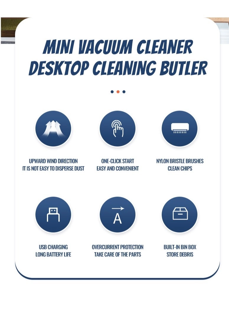 desktop vacuum - USB rechargeable Cordless White