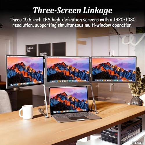 15.6" Portable Triple Monitor - 1080p FHD
