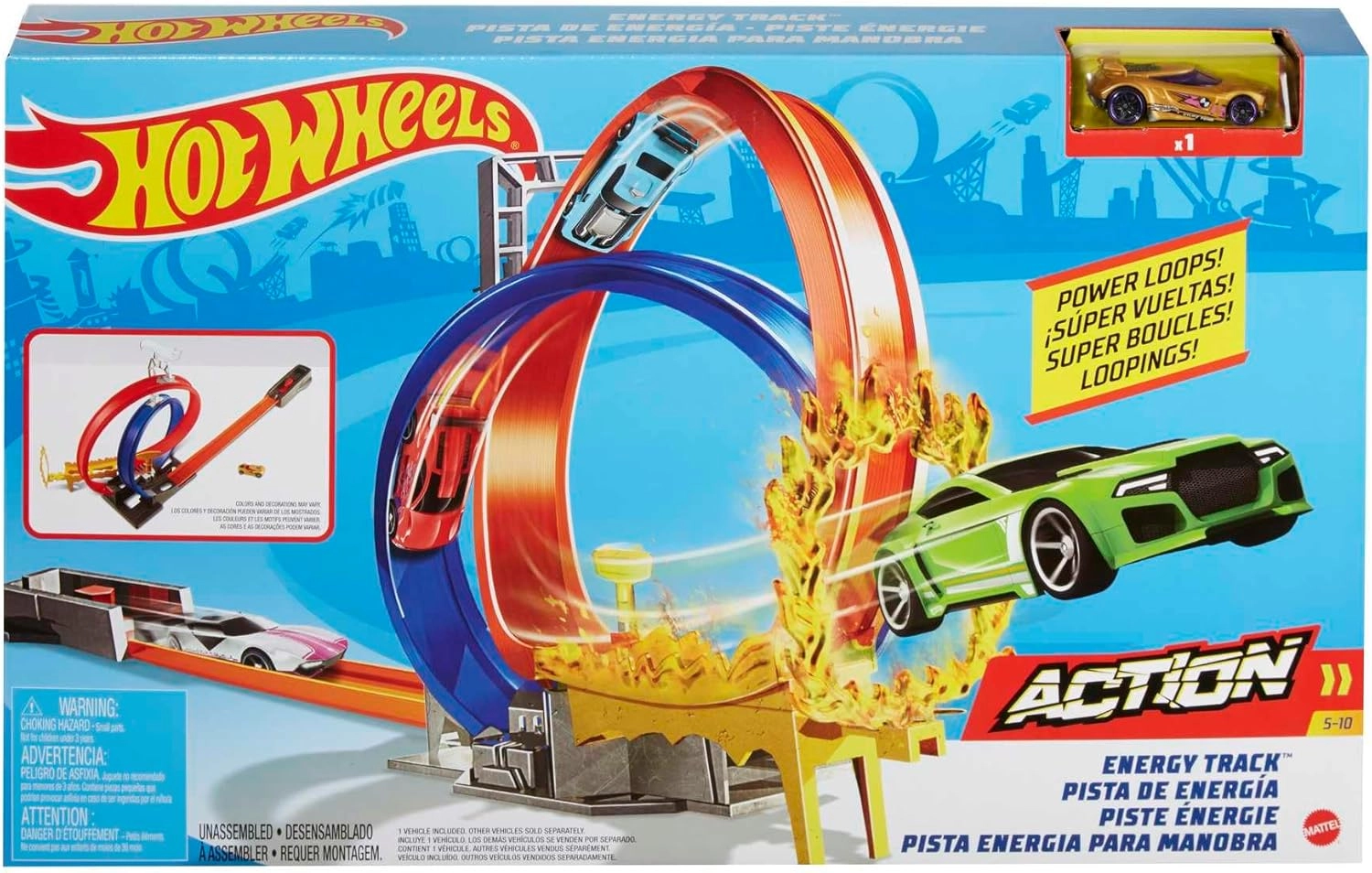 COLOR LAND CHILDRENS TOYS CENTER LLC Energy Track Set - Double Loop Ring Of Fire 1 Vehicle